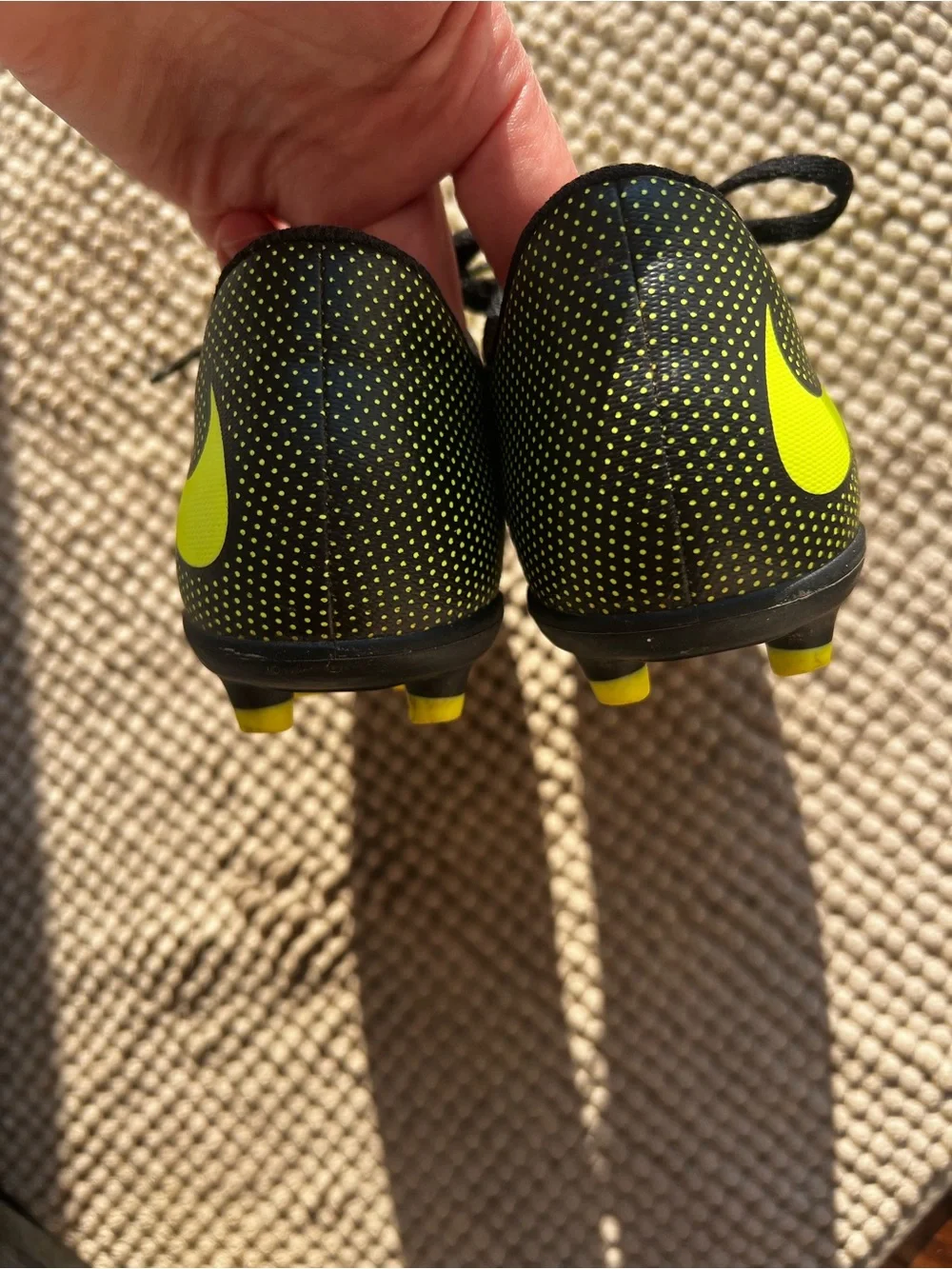 Nike Youth Soccer Cleats- black and neon yellow size 12C